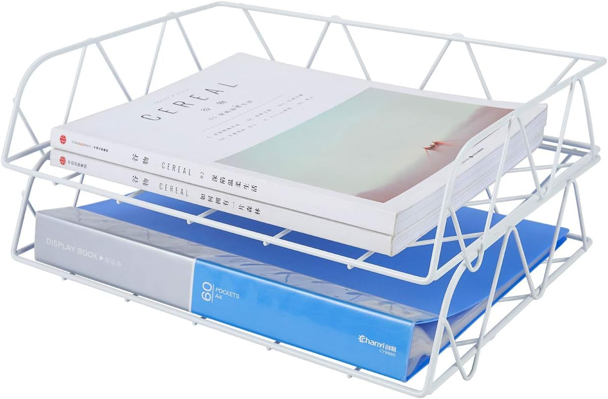 Desktop File Organizer Metal Stackable Letter Tray Paper Holder Rack, 2 Pack, Gold – Free Shipping ca218270537b7e49fac5a670df42c3b3