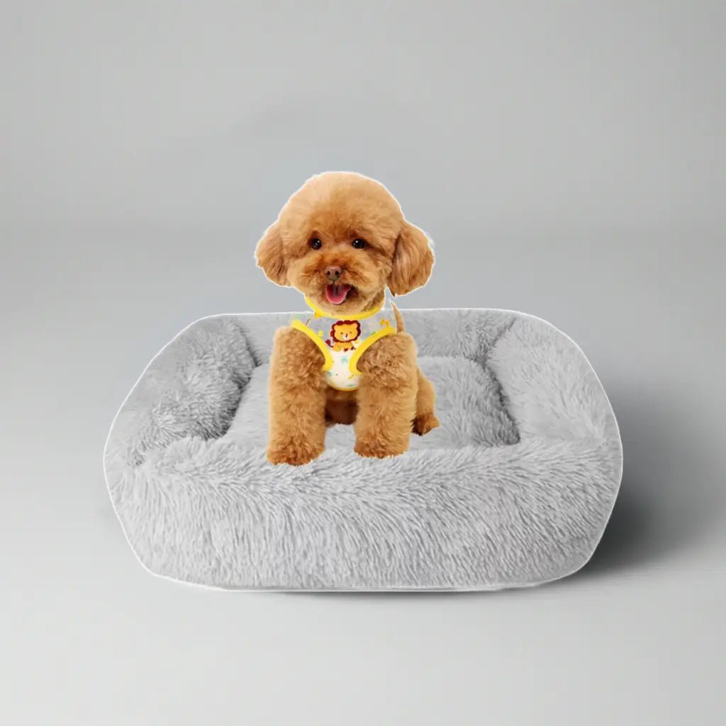 Gray Plush Bed for Cats and Dogs - The Snag Bin