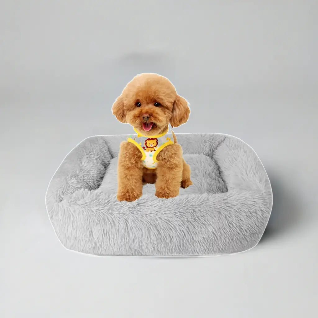 Gray Plush Bed for Cats and Dogs - The Snag Bin
