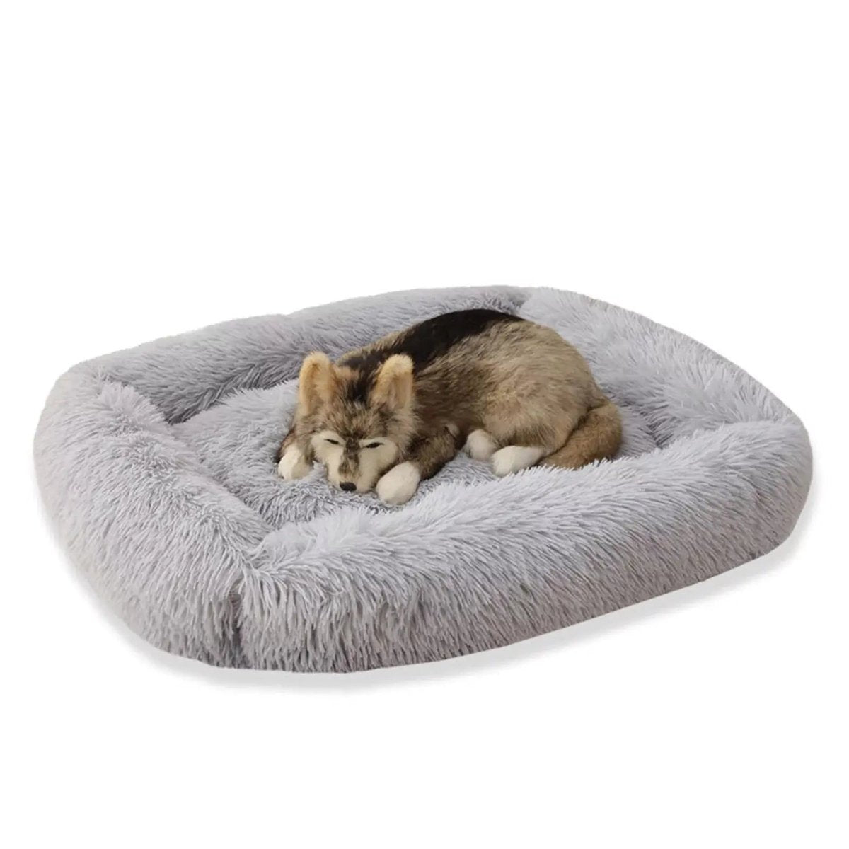 Gray Plush Bed for Cats and Dogs - The Snag Bin