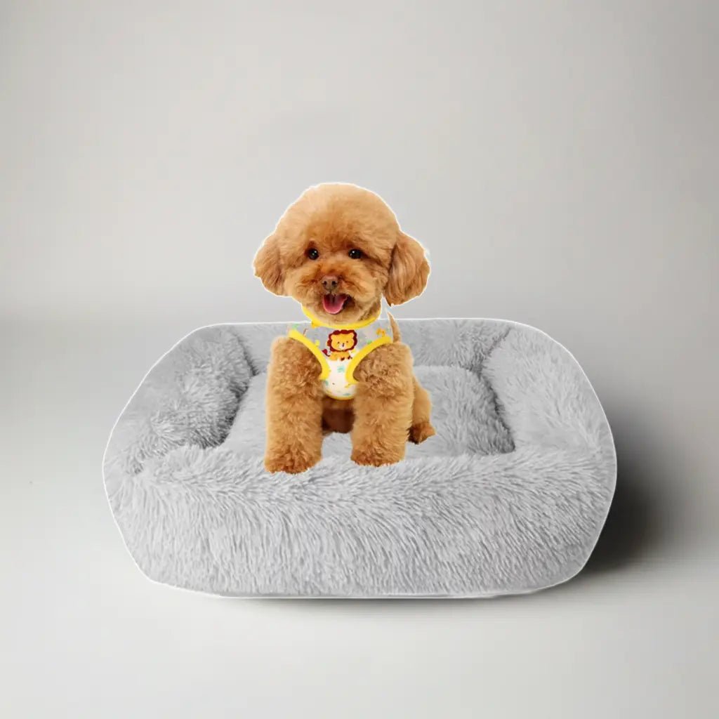 Gray Plush Bed for Cats and Dogs - The Snag Bin