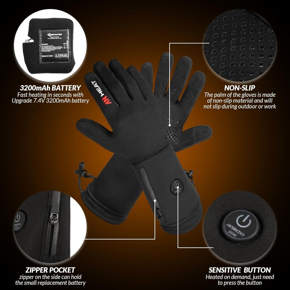 Heated Gloves, ANTARCTICA GEAR Winter Liners Heating Gloves Hand Warm Gloves - The Snag Bin