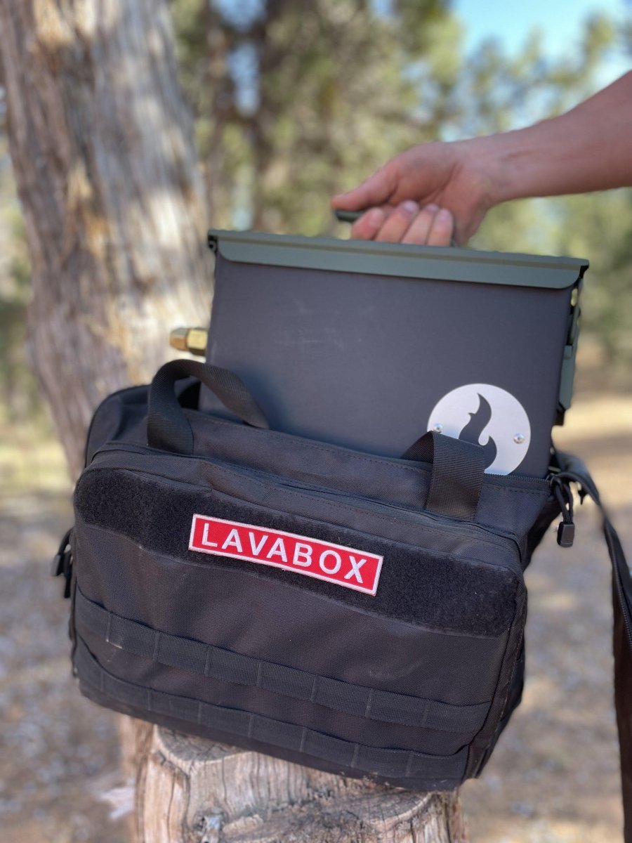 Naked LavaBox Combo: Color - changing fire pit with Over/Under and Bugout Bag - The Snag Bin