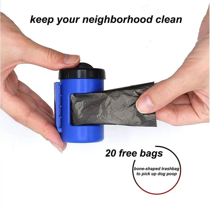 Nightwalk 4.5M Led Light And Waste Bag Dispenser Retractable Dog Leash - The Snag Bin