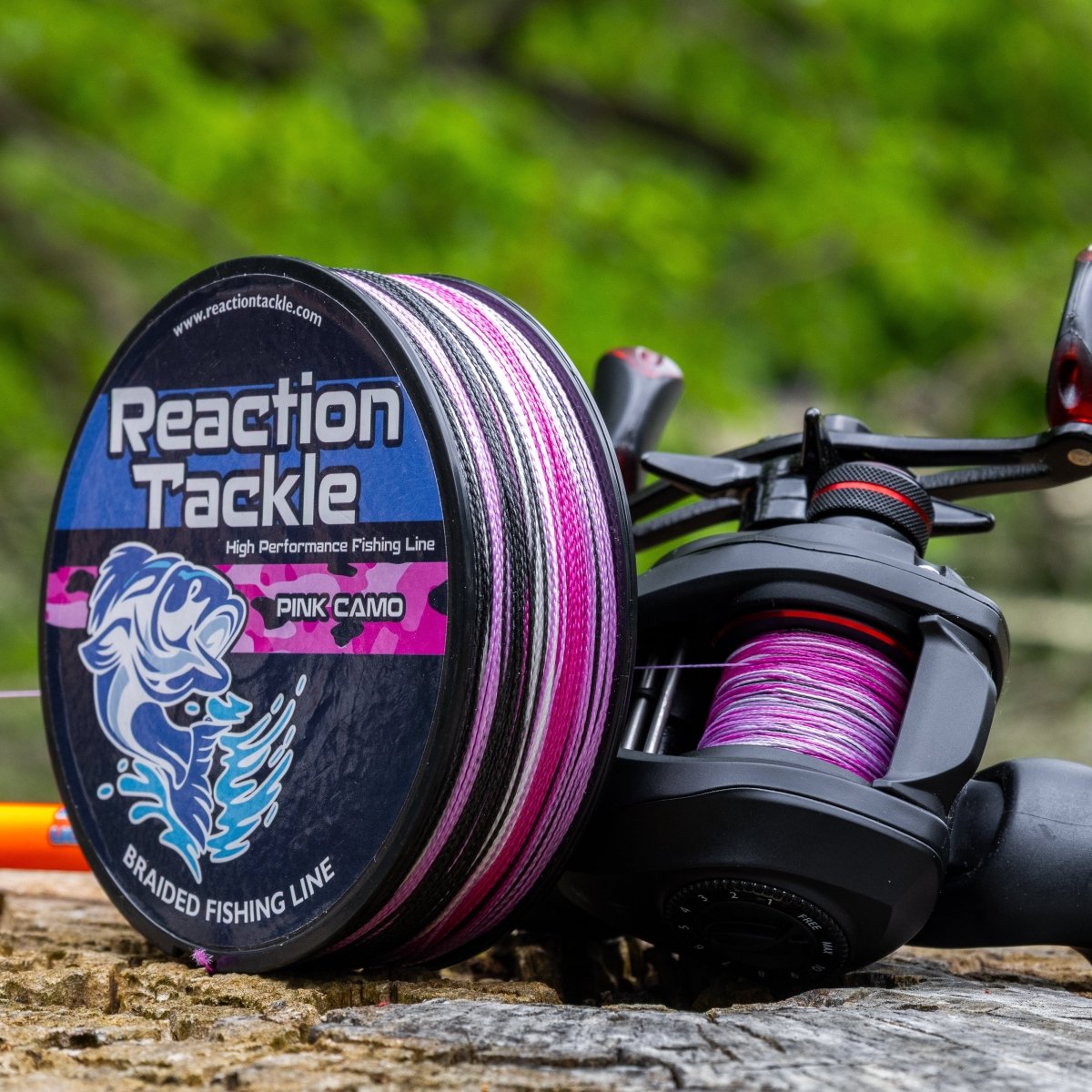 Reaction Tackle Braided Fishing Line - Pink Camo - NEW - The Snag Bin