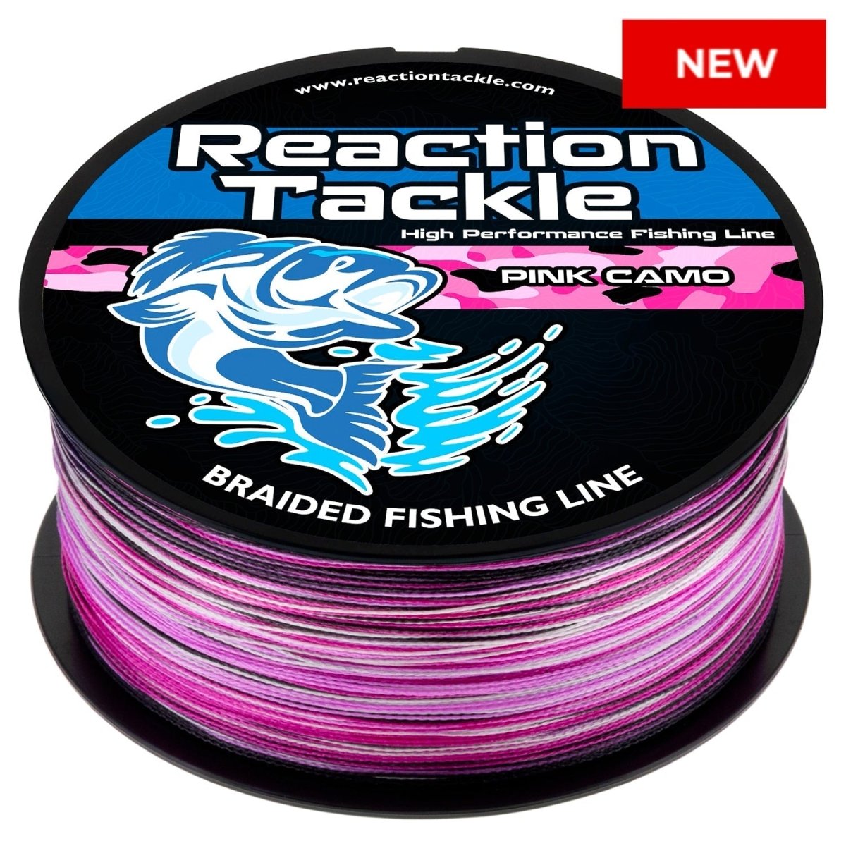 Reaction Tackle Braided Fishing Line - Pink Camo - NEW - The Snag Bin