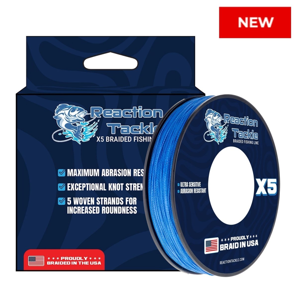 Reaction Tackle BRAIDED IN THE USA Fishing Line - 5X - NEW - The Snag Bin