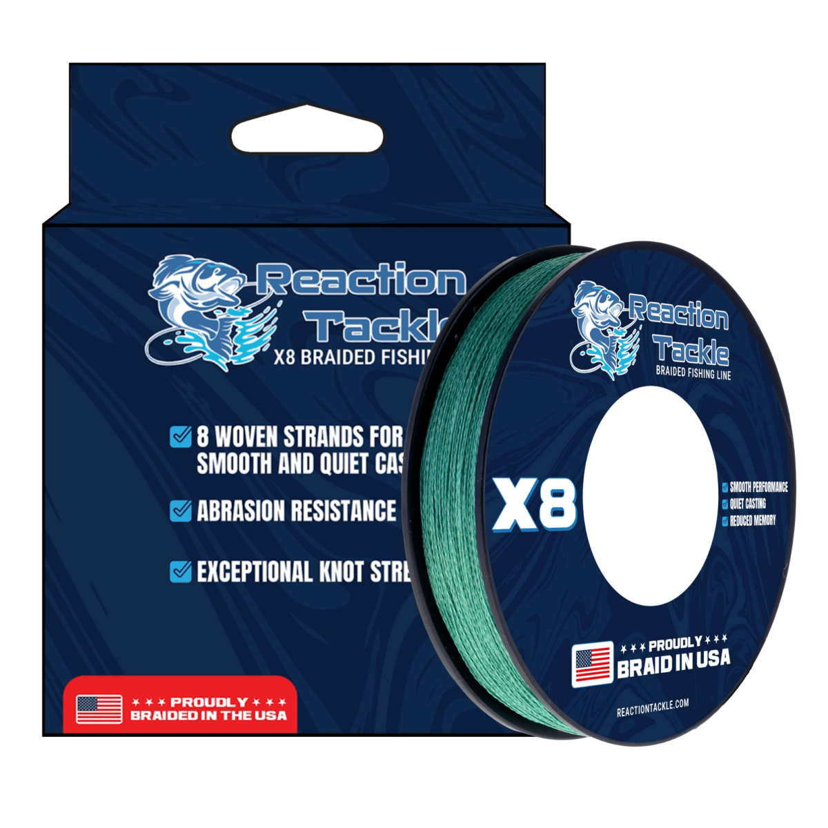 Reaction Tackle BRAIDED IN THE USA Fishing Line - 8X - NEW - The Snag Bin