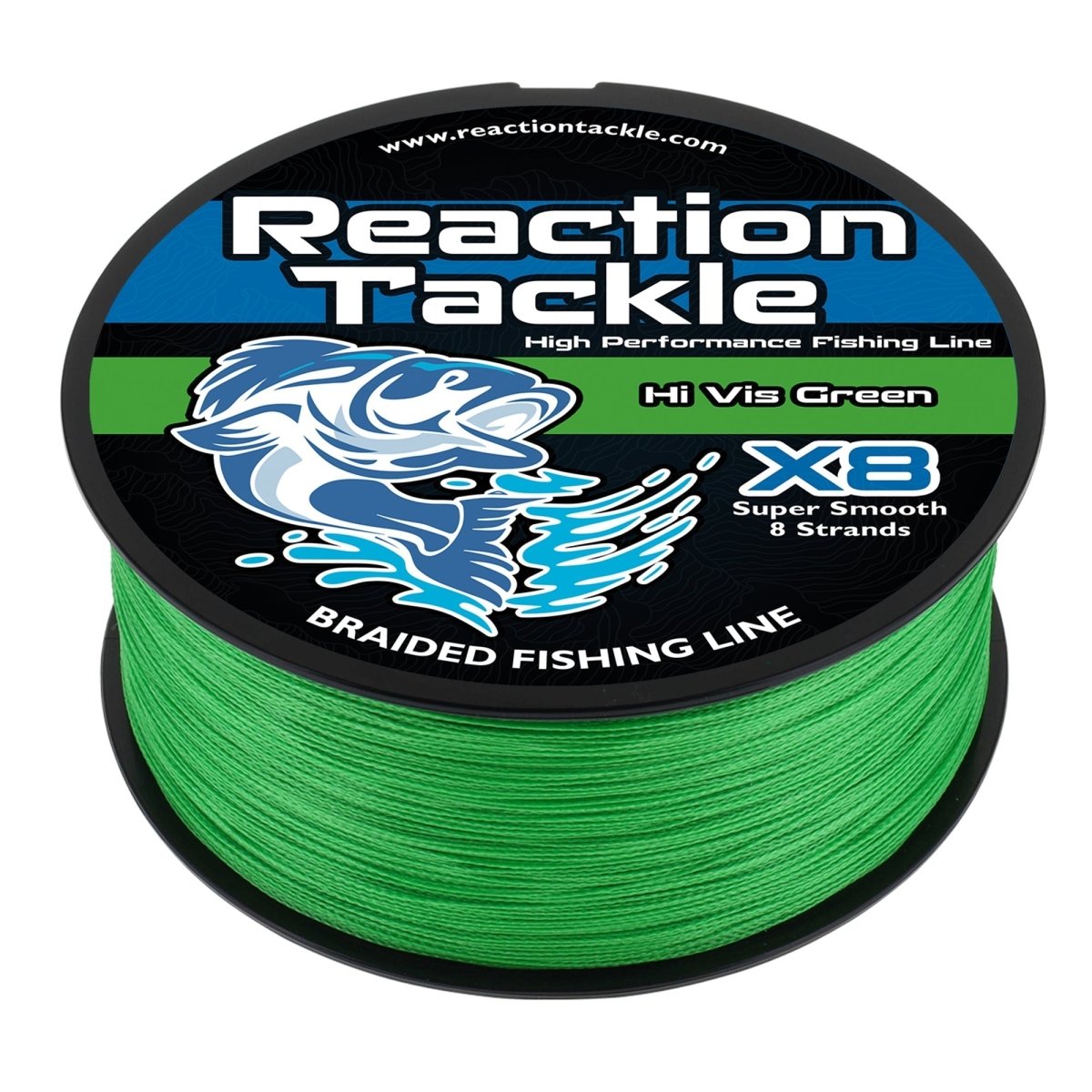 Reaction Tackle X8 Braided Fishing Line - Hi Vis Green 8 Strand - The Snag Bin