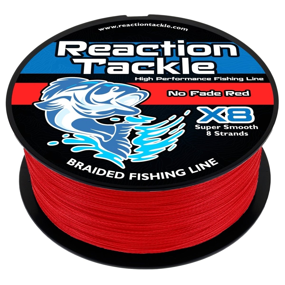 Reaction Tackle X8 Braided Fishing Line - NO FADE Red 8 Strand - NEW - The Snag Bin