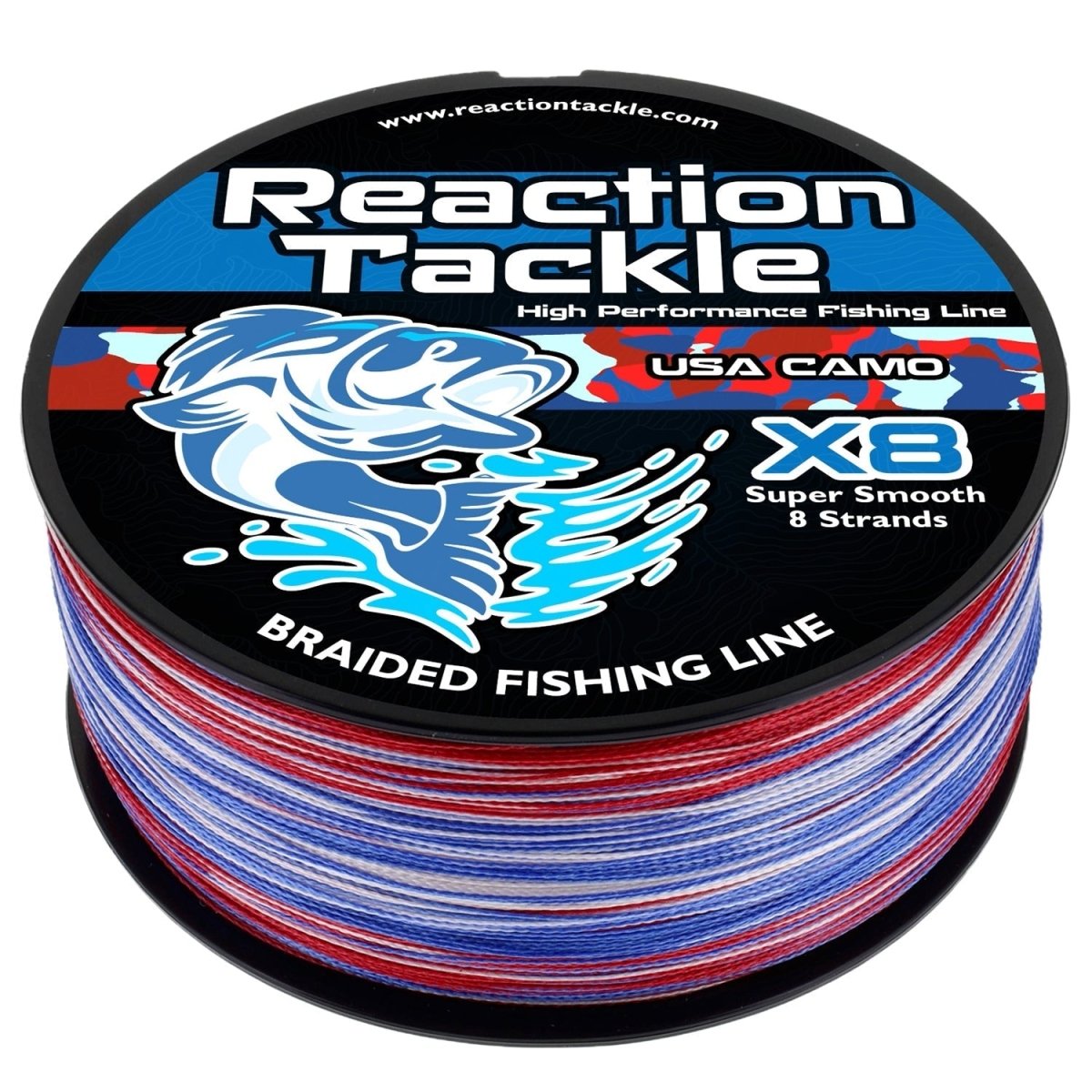 Reaction Tackle X8 Braided Fishing Line - USA Camo 8 Strand - NEW - The Snag Bin