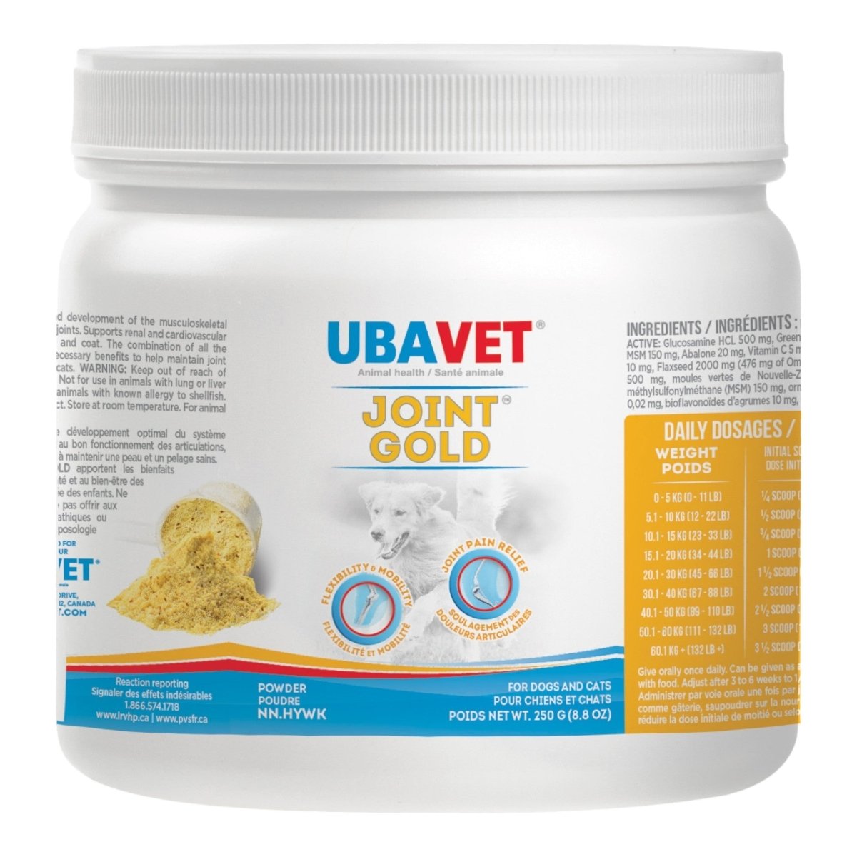 UBAVET Joint Gold Joint Care Powder for Dogs & Cats – 8.8 oz (250g) - The Snag Bin