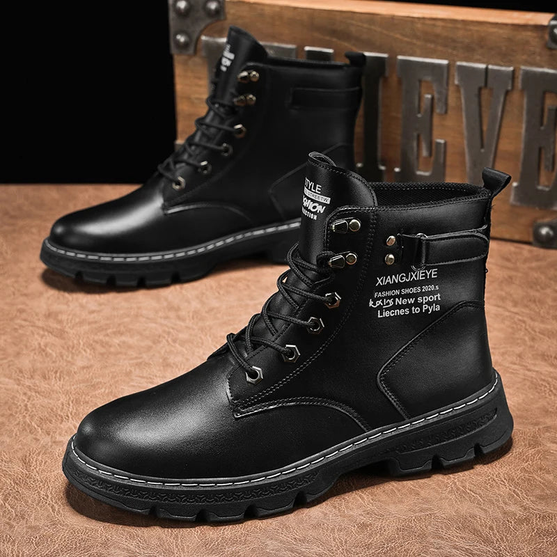 Workwear Martin boots men's spring and autumn new high top British style big yellow boots outdoor high top casual leather boots men V.I.P Digital Presence The Snag Bin