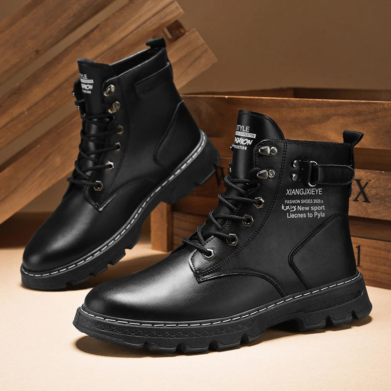 Workwear Martin boots men's spring and autumn new high top British style big yellow boots outdoor high top casual leather boots men V.I.P Digital Presence The Snag Bin