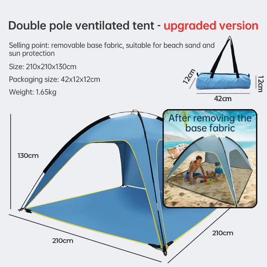 Quick-open beach tent, sun shelter, light shade for outdoor camping, 3-vented, spacious design V.I.P Digital Presence  70.28 The Snag Bin