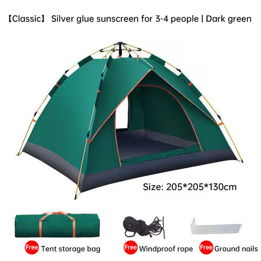 Quick-Deploy Green/White Outdoor Tent, Comfortably Accommodating 3-4 People on Camping Trips V.I.P Digital Presence  88.80 The Snag Bin