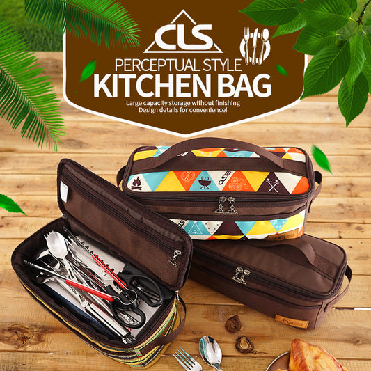 Outdoor Camping Cookware Storage Bag Camping Barbecue Tableware Storage Bag Self-Driving Travel Cosmetic Bag Portable Wash Bag V.I.P Digital Presence   The Snag Bin