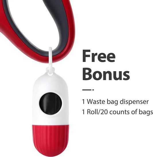 16 ft Retractable Dog Leash with Dispenser and Poop Bags - The Snag Bin