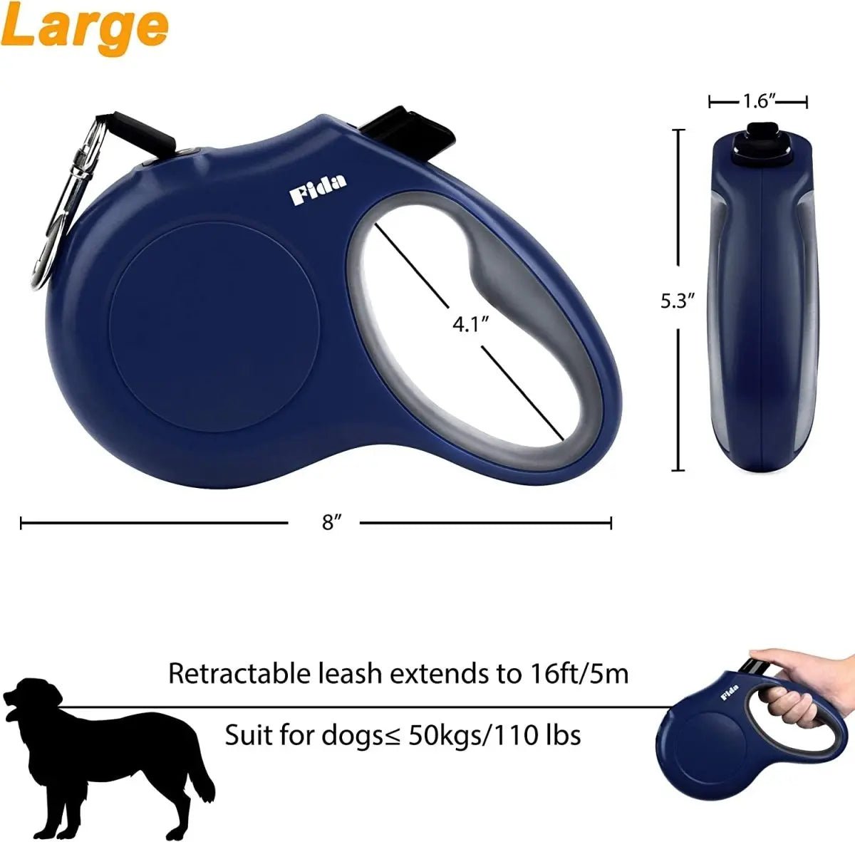16ft Retractable Dog Leash with Dispenser and Poop Bags - The Snag Bin