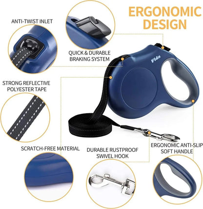 16ft Retractable Dog Leash with Dispenser and Poop Bags - The Snag Bin