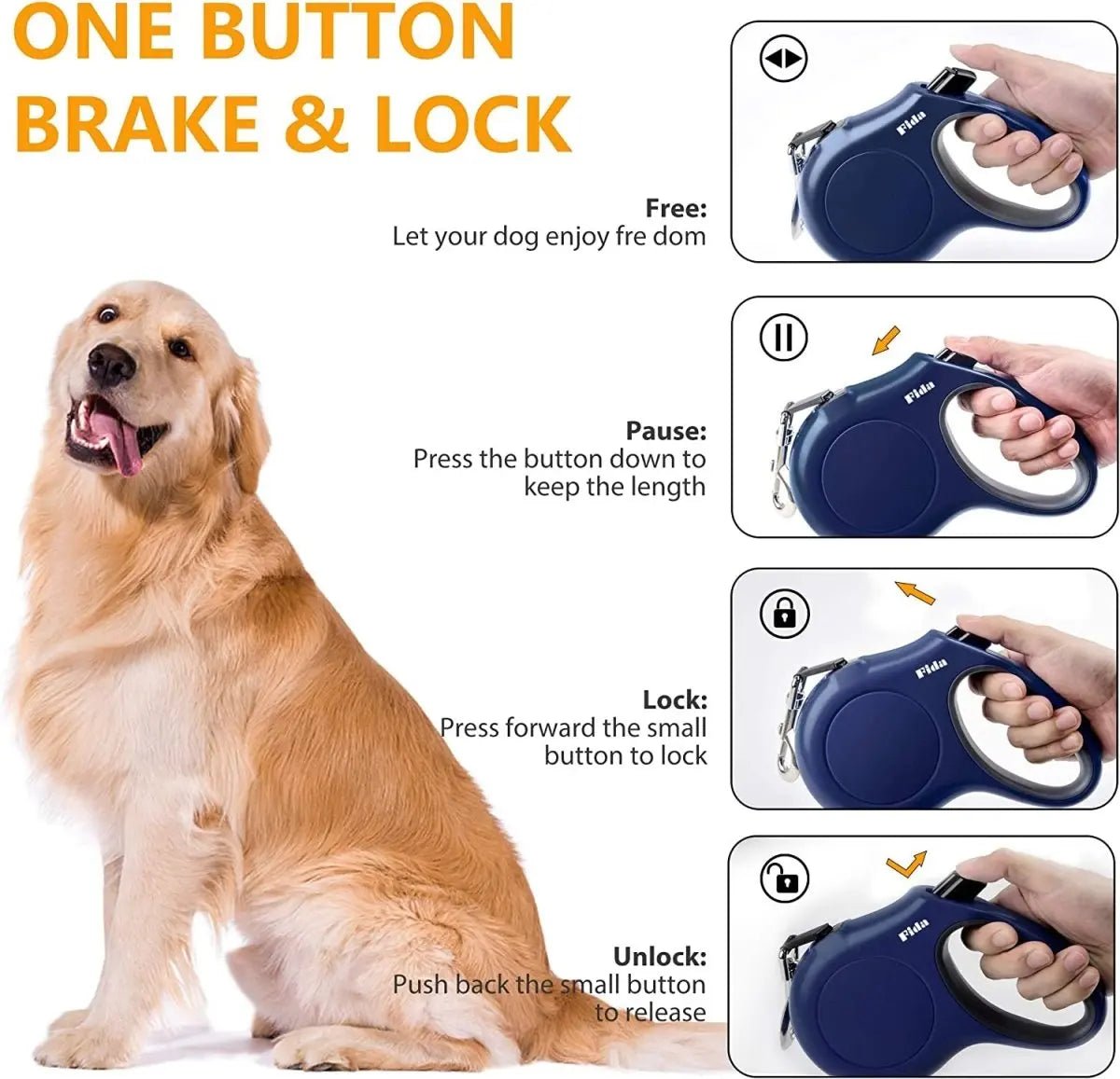 16ft Retractable Dog Leash with Dispenser and Poop Bags - The Snag Bin