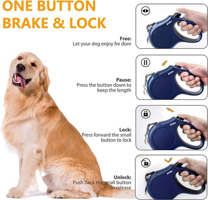 16ft Retractable Dog Leash with Dispenser and Poop Bags - The Snag Bin