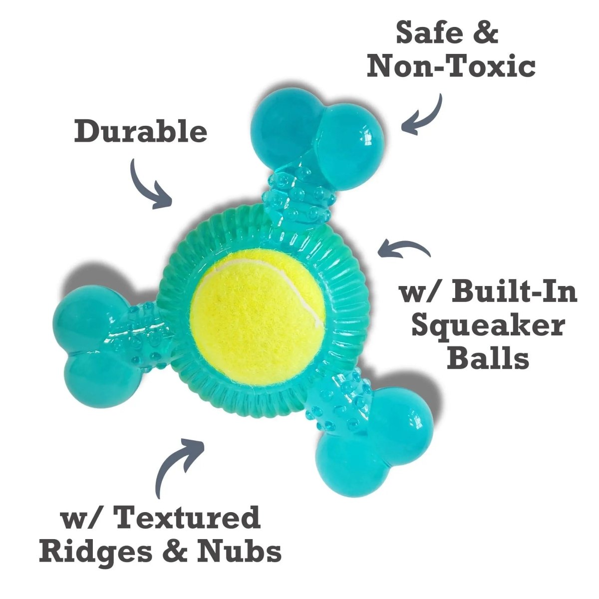 3 - Bone TPR Chew Toy with Squeaker & Tennis Ball for Dogs - The Snag Bin