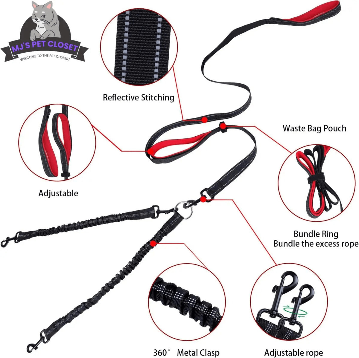 360° Swivel Double Dog Leash - No Tangles - The Snag Bin