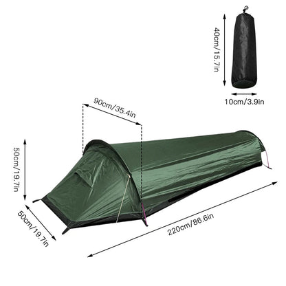 Camping Single Person Tent Ultralight Compact Outdoor Sleeping Bag Tent Larger Space Waterproof Backpacking Tent Cover Hiking V.I.P Digital Presence   The Snag Bin