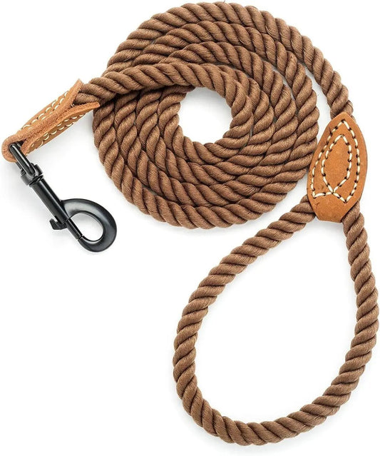 4 feet rope dog leach with leather handle - The Snag Bin