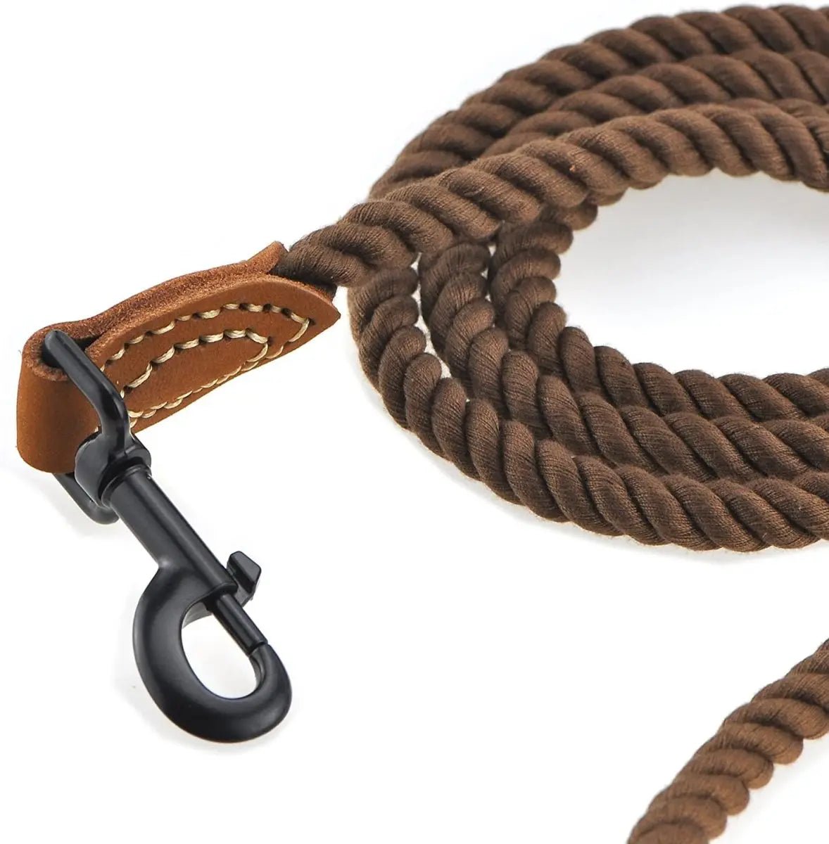 4 feet rope dog leach with leather handle - The Snag Bin