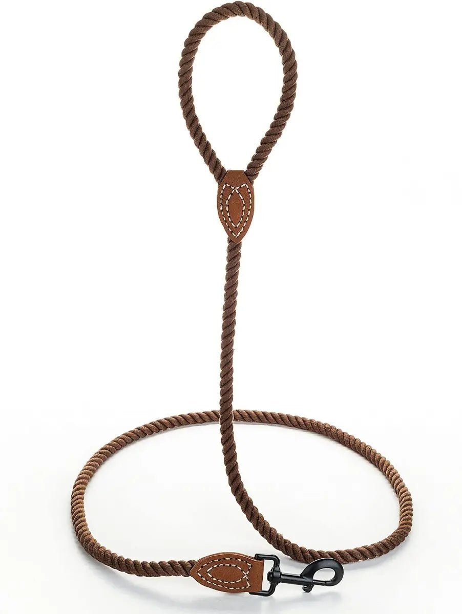 4 feet rope dog leach with leather handle - The Snag Bin