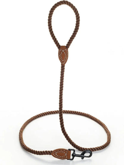 4 feet rope dog leach with leather handle - The Snag Bin