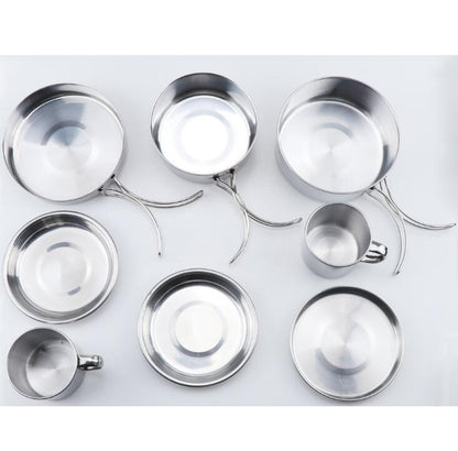 Mayitr 8Pcs Stainless Steel Outdoor Camping Picnic Pot Pan Kit Camping Backpacking Hiking Cookware Set High quality V.I.P Digital Presence  35.04 The Snag Bin