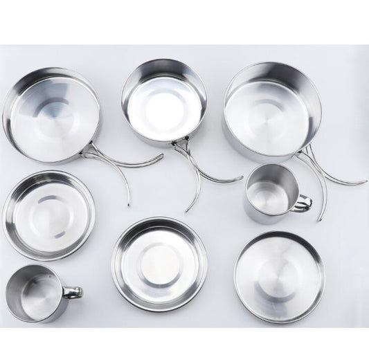 Mayitr 8Pcs Stainless Steel Outdoor Camping Picnic Pot Pan Kit Camping Backpacking Hiking Cookware Set High quality V.I.P Digital Presence  35.04 The Snag Bin