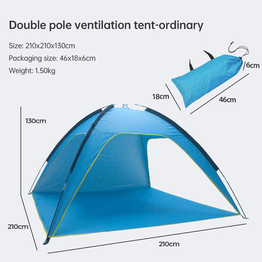 Quick-open beach tent, sun shelter, light shade for outdoor camping, 3-vented, spacious design V.I.P Digital Presence  63.08 The Snag Bin