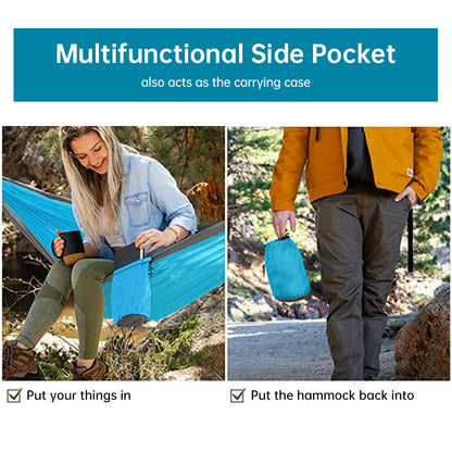 Light double nylon camping hammock with straps. Great for trips, beach, yard & garden. V.I.P Digital Presence   The Snag Bin