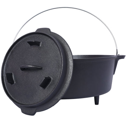 ast iron Dutch oven with lid, outdoor camping deep pot, used for camping, cooking, barbecue and leg rest, 8 Quart V.I.P Digital Presence   The Snag Bin