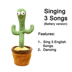 Dancing Cactus Electron Plush Toy Soft Plush Doll Babies Cactus That Can Sing And Dance Voice Interactive Bled Stark Toy For Kid