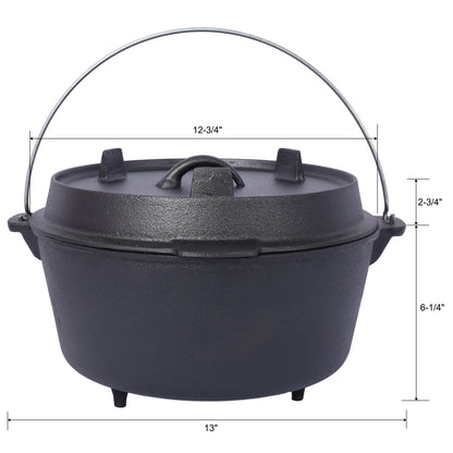 ast iron Dutch oven with lid, outdoor camping deep pot, used for camping, cooking, barbecue and leg rest, 8 Quart V.I.P Digital Presence   The Snag Bin