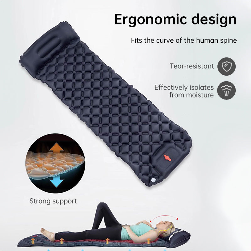 Outdoor double inflatable sleeping pad – with built-in pillow & pump, for camping, backpacking, hiking. V.I.P Digital Presence   The Snag Bin