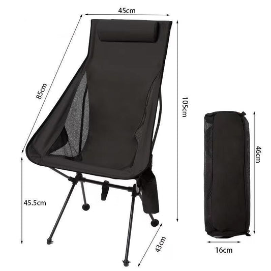 Folding camping chair with headrest. Lightweight, aluminum alloy, for travel and fishing. Outdoor furniture. V.I.P Digital Presence  57.74 The Snag Bin