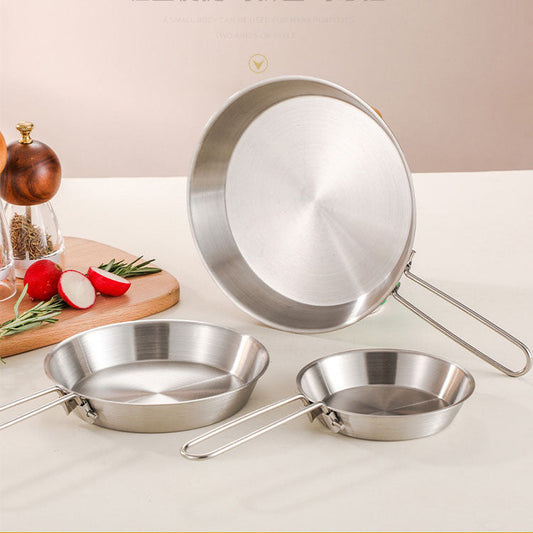 stainless steel folding handle frying pan outdoor flat bottomed frying pan mini frying pan portable frying pan camping equipment V.I.P Digital Presence   The Snag Bin