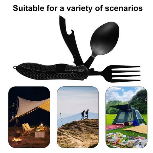 Multifunctional camping tableware stainless steel knife fork spoon, outdoor portable survival eating tools V.I.P Digital Presence   The Snag Bin