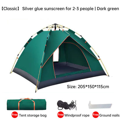 Quick-Deploy Green/White Outdoor Tent, Comfortably Accommodating 3-4 People on Camping Trips V.I.P Digital Presence  78.76 The Snag Bin