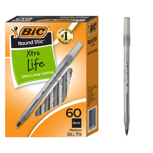 round Stic Xtra Life Ballpoint Pen, Medium Point, 1.0 Mm, Black Ink, 60 Count – Free Shipping 9f9d94747778e3fa693fbb6a18f8de8a