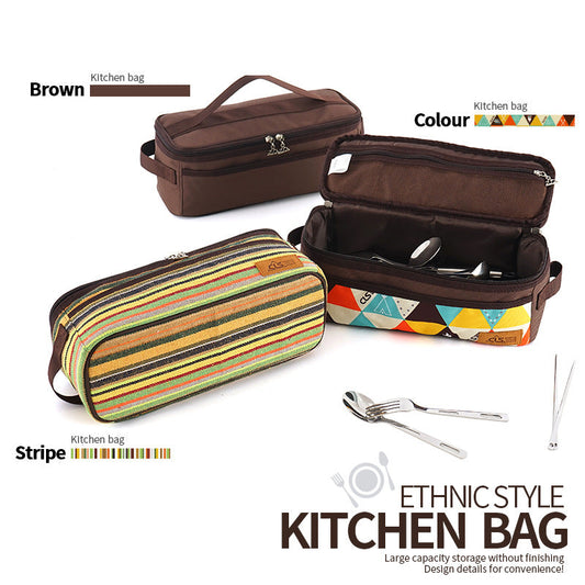 Outdoor Camping Cookware Storage Bag Camping Barbecue Tableware Storage Bag Self-Driving Travel Cosmetic Bag Portable Wash Bag V.I.P Digital Presence   The Snag Bin