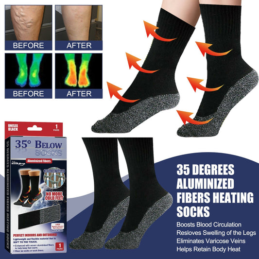 35 Degrees Aluminized Fibers Heating Socks, Relieve Vein Spontaneous Heat Constant Temperature Comfortable Warm Foot Cold Protection Socks V.I.P Digital Presence   The Snag Bin