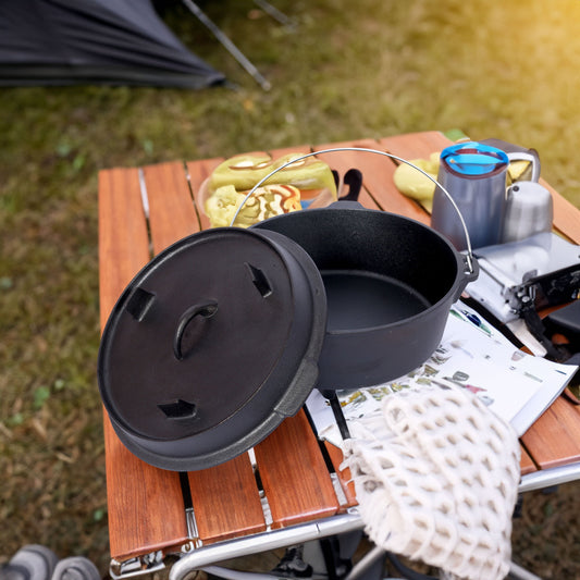 ast iron Dutch oven with lid, outdoor camping deep pot, used for camping, cooking, barbecue and leg rest, 8 Quart V.I.P Digital Presence   The Snag Bin