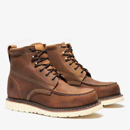 FRONTIER CLASSIC 6" MOC TOE CRAZY BROWN Bonanza Boots Classic Wedge  The Snag Bin